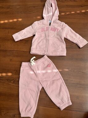 Old Navy Light Pink Hoodie & Joggers Set - Girls